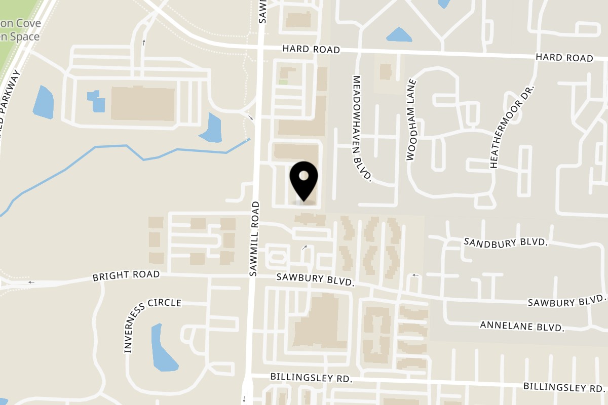 Map showing the location of Anna's Greek Cuisine on 7370 Sawmill Rd in Columbus